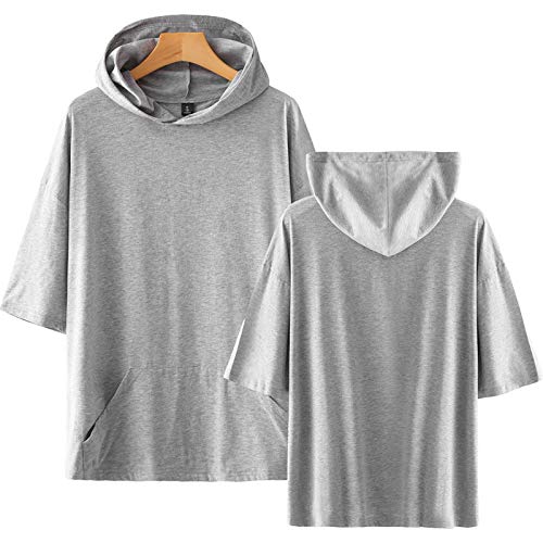 KENAIJING Camiseta, Camiseta con Capucha Deportiva Casual para Hombre y Mujer (Gris, 3XL)
