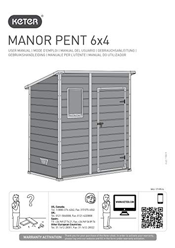 Keter - Caseta de jardín exterior Manor Pent, Color gris