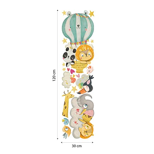 kina R00523 Pegatina Pared Suave Efecto Tejido Reposicionable Animales Globo aerostático Decoración Pared Niño Bebé Habitación Infantil Papel Pintado Adhesivo