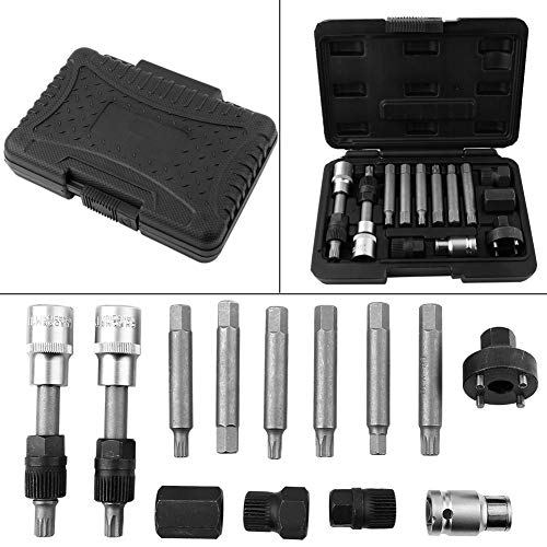 Kit de Extracción de Polea de Rueda Libre, 13 Piezas Alternador Juego de Brocas de Extracción de Polea de Rueda Libre Juego de Herramientas de Servicio de Garaje