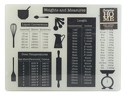 Kitchen Craft Everyday Home - Tabla de Cortar con Superficie de Pesos y Medidas de Cristal, Color Negro