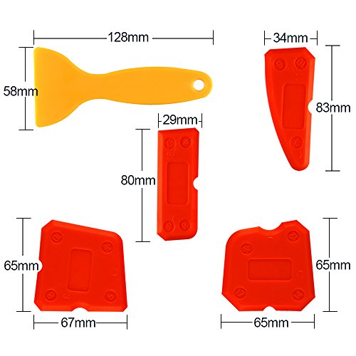 Kuuqa 9 Piezas Sellador de Silicona Herramientas de Acabado Suavizante Kit de Herramientas para Calafateo para Cocina Baño Sellado de Piso, Rojo