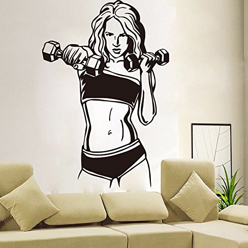 L-Peach Fitness Pegatina de Pared Impermeable Extraíble Arte Vinilo Adhesiva Decoración Mural para Dormitorio Sala de Estar Gimnasio
