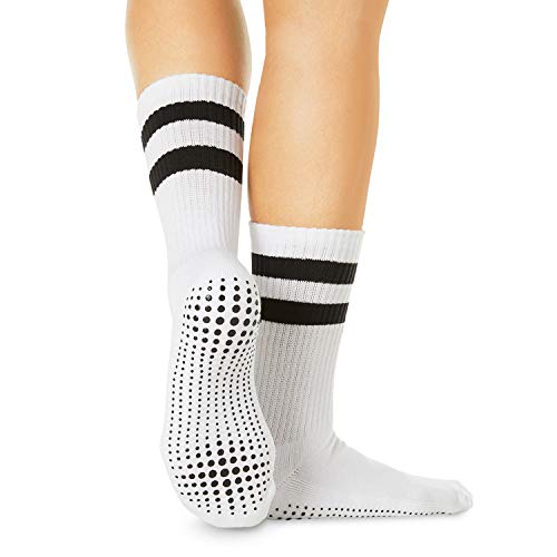 LA Active Calcetines Antideslizantes - 3 Pares - Para Yoga Pilates Ballet Barre Mujer Hombre Hospital - Crew (Blanco/Gris/Negro, 44-47 EU)
