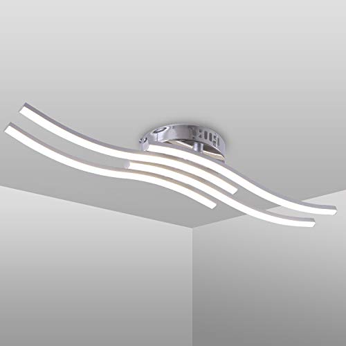 Lámpara de techo LED, Lampara techo, 4000K blanco neutro, 24W 2000 Lumen, óptica de aluminio, blanco acrílico, ondulado, luz de techo moderno para salas de estar y dormitorios (Luz Blanca Neutra)