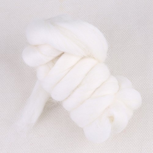 Lana de lana de hilado de lana de fieltro de hilado de lana de lana itinerante Super suave mano Spinning DIY Craft materiales 55 g(Blanco)