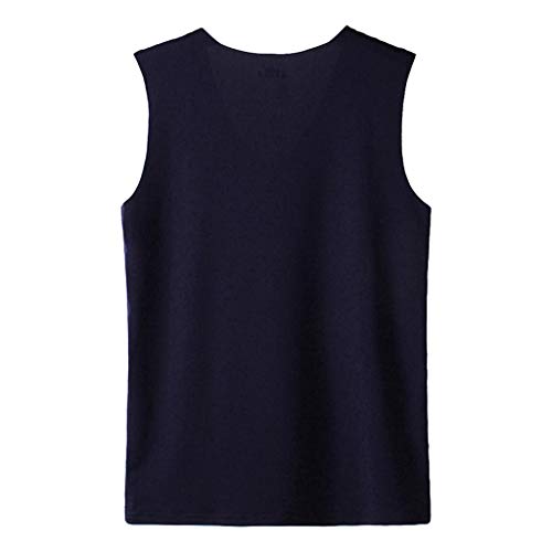 LAOSU Camiseta de tirantes para hombre de verano cómoda, sin mangas, color uniforme y deportivo, transpirable, de gran tamaño, para musculo, sin costuras, para cuerpo, 03-marino, 4XL