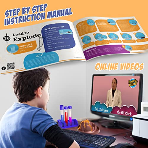 Learn & Climb Kit de Ciencia para niños - el Juego Incluye más de 55 experimentos de Ciencia + Etiqueta científico Nombre! ¡Manual de Instrucciones Claro en español!