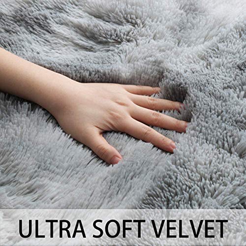 Leesentec Alfombra Salón Grande Suaves para Dormitorio Alfombras Antideslizante y Esponjosa para Sala de Estar Alfombras Peludas Grande (Gris Blanco, 135 * 185cm)