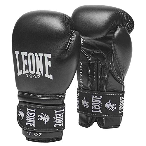 LEONE 1947 Ambassador - Guantes de Boxeo Unisex para Adultos, Color Negro, 16 oz