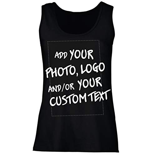lepni.me Camisetas sin Mangas para Mujer Regalo Personalizado, Agregar Logotipo de la Compañía, Diseño Propio o Foto (L Negro Multicolor)