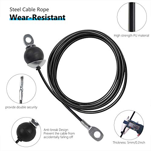LFJ Cable de Acero para Fitness, Cuerda Gimnasio Alambre Resistente Poleas para Cables Máquina Accesorios Gym en Casa Equipo de Levantamiento de Pesas (3m con Bola de Gravedad)