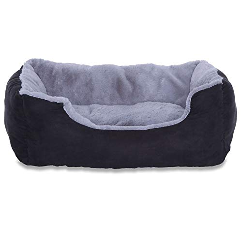 lionto Cama perros cojín perros cesta perros con cojín tamaño (S) 50x37 cm gris/negro