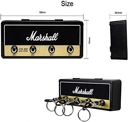 Llavero Marshall Amplificador, ganchos para llaveros montados en la pared, Jack II Rack 2.0 JCM800 Ganchos para llaves de organización de almacenamiento en el hogar, con 8 llaveros de enchufe, Negro
