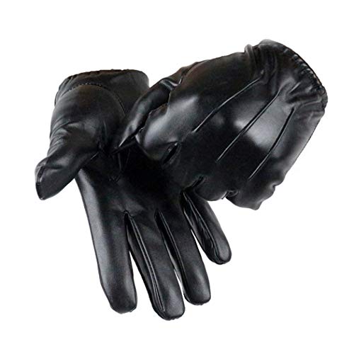 Long Keeper Guantes De Cuero De Piel Hombres Invierno Negro con función de Pantalla táctil para Guantes