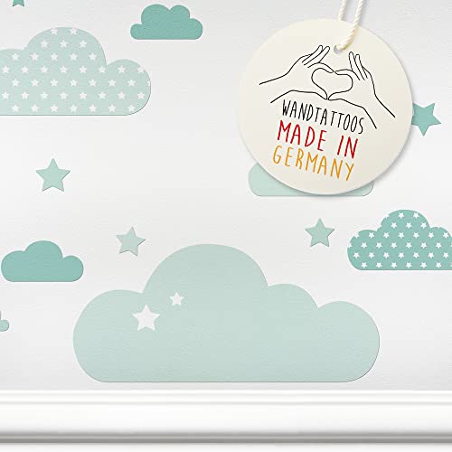 lovely label Pegatinas Infantiles de Pared de Nubes - Adhesivo Infantil Libre de PVC para Habitaciones de Niños y Bebés - Adhesivos Infantiles de 40 unidades/ Menta