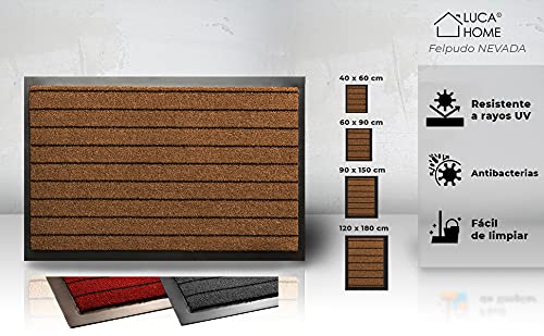 LucaHome - Felpudo Entrada a casa Nevada, Felpudo Entrada casa Antideslizante, Impermeable, Lavable, Antibacterias, Pasillo, Cocina, Dormitorio, Felpudo Interior y Exterior (Marrón, 40 x 60 cm)