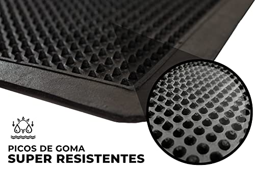 LucaHome – Felpudo Goma Picos Entrada casa para Exterior o Interior, Felpudo con púas Rectangular Antideslizante con Picos para facilitar la Limpieza del Calzado, Felpudo de Color Negro (30 x 55 cm)