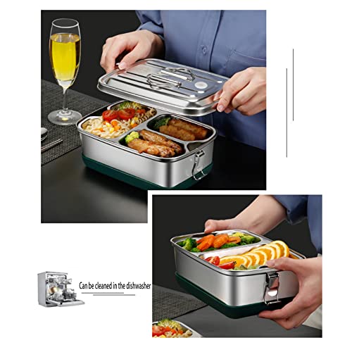 Lunch box,Fiambrera,304 fiambrera acero inoxidable,2000 ml Fiambrera extragrande de acero inoxidable,Caja de Bento con 3 Compartimentos para Adultos,para la Escuela, el Trabajo, Picnic.
