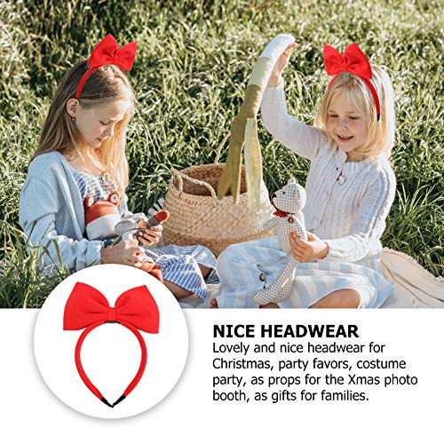 Lurrose Bowknot para niñas Diademas para el pelo de navidad Arco grande para el cabello Banda Fiesta Gorros (rojo)