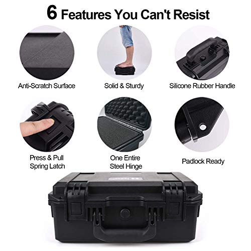 Lykus HC-3010 Estuche impermeable con espuma, Maletín para pistola, tamaño interior 30x20x12 cm, adecuada para pistola, dron pequeño, videocámara, cámara de acción y otros