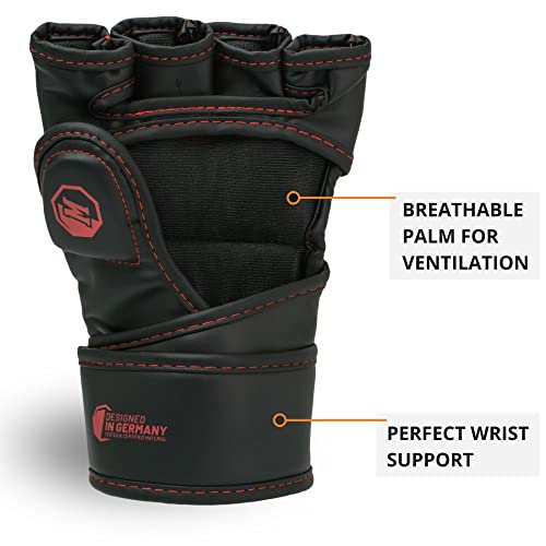 MADGON Guantes MMA con Acolchado Profesional – Guantes de Boxeo con Gran Estabilidad de Muñeca – Guantillas MMA Duraderas para Artes Marciales, Boxeo, Kickboxing, Sparring – Incluye Bolsa