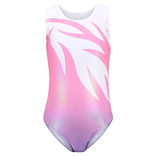 Maillot de Gimnasia Leotardos de Danza Body Ballet Clásico Sin Mangas para Niña Rosa 130-140 cm 8-10 Años