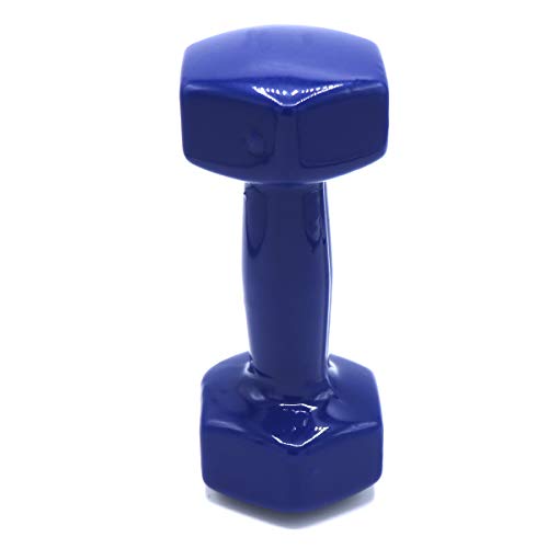 Mancuernas con Revestimiento de Vinilo, Pack DE 2. Color Azul. Peso de 3 Kilos. Gimnasio en casa, Ejercicios Ligeros. Mantente en Forma.