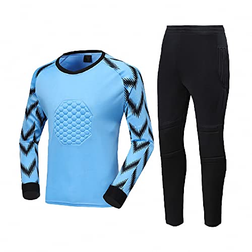 MAOTN Camiseta de Portero de Hombre de Manga Larga, Traje de pantalón de fútbol, Apto para niños y Adultos,Blue,M