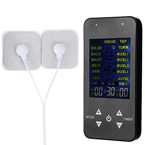 Máquina EMS TENS para aliviar el dolor, máquina de terapia de decenas, estimulador muscular de pulso con masajeador eléctrico con 9 modos de masaje - pantalla LED de alta definición - salida de doble