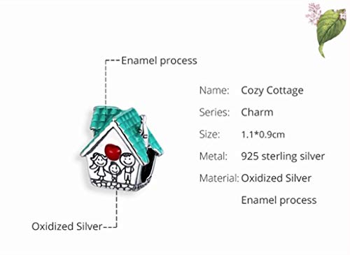 Mar's Designs - 2 Charms Pandora Style Casa Familiar y Corazón con Cristales Plata de Ley | Regalos originales para mujer | Colgantes Compatibles Pulsera Pandora Charm Plata | Regalos para madre