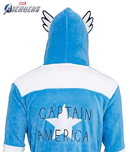 Marvel Bata Hombre Forro Polar con Capucha Superhéroes Avengers Hulk o Capitán América, Ropa Hombre Invierno, Batas de Casa Unisex, Regalos para Hombres Fans de Comics (M, Captain America)