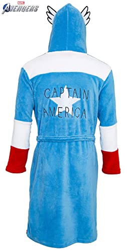 Marvel Bata Hombre Forro Polar con Capucha Superhéroes Avengers Hulk o Capitán América, Ropa Hombre Invierno, Batas de Casa Unisex, Regalos para Hombres Fans de Comics (M, Captain America)