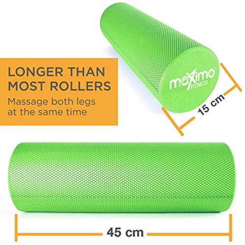 Maximo Fitness Rodillo DE Espuma - EVA - 15cm * 45cm, Peso Ligero - Proporciona un Masaje Muscular Firme Pero cómodo - Guía de Inicio Rápido Gimnasia, Pilates, Yoga - ¡Garantía de por Vida!