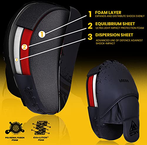 MCD Manoplas Boxeo Entrenamiento Paos Muay Thai Almohadilla de Boxeo Boxing Pads Patas de Oso por Kick Boxing, Artes Marciales, Boxeo, Taekwondo Entrenamiento (Negro)