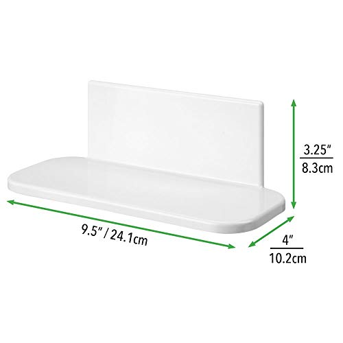 mDesign Estante de baño Autoadhesivo de plástico sin BPA – Estantería de Ducha pequeña para el Espejo del baño – Balda de baño para cepillos de Dientes, Maquillaje o cosméticos – Blanco