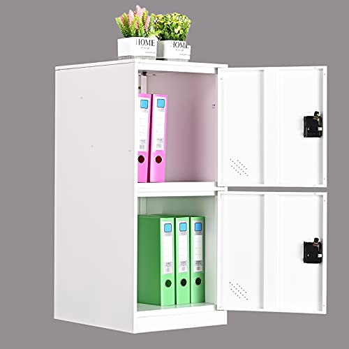 MECOLOR Taquilla vertical de un solo nivel con candado con cierre de 2 o 3 compartimentos de almacenamiento para empleados, hogar, oficina, escuela, niños (blanco completo, P2V) (blanco completo, P2V)