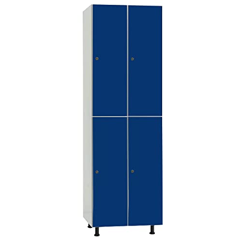 Megablok Taquilla Melamina Hidrófuga Desmontada 2 Puertas Azul y 2 Cuerpos Blanco. Dim: 1800 mm + 150 mm Patas x 600 mm x 500 mm