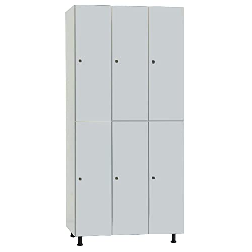 Megablok Taquilla Melamina Hidrófuga Desmontada 2 Puertas Gris y 3 Cuerpos Blanco. Dim: 1800 mm + 150 mm Patas x 892 mm x 500 mm