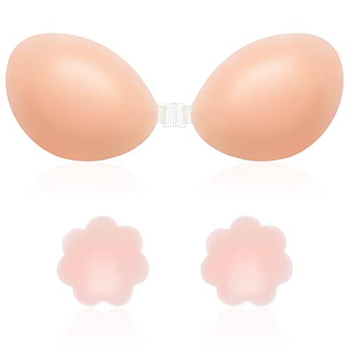 MELLIEX Sujetador Invisible de Silicona, Sujetadores sin Tirantes Push Up Reutilizables Bra Adhesivo sin Respaldo - Copa B