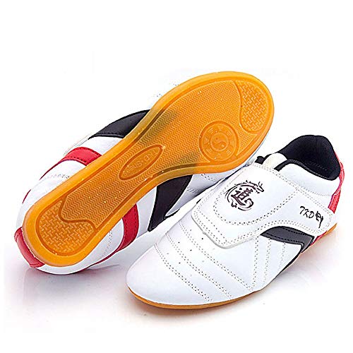 Meng Zapatillas de Taekwondo Cómodos Antideslizantes Zapatillas Deportivos de Taekwondo Kung Fu Tai Chi (Color : White, Size : 38)