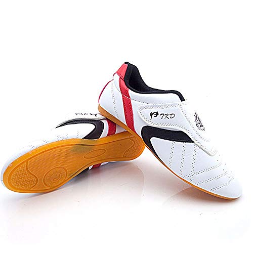 Meng Zapatillas de Taekwondo Cómodos Antideslizantes Zapatillas Deportivos de Taekwondo Kung Fu Tai Chi (Color : White, Size : 38)