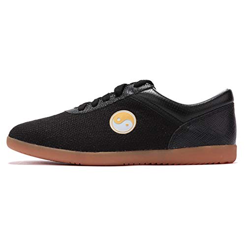 Meng Zapatos de Taekwondo Goma Blanda Zapatillas de Deporte de Artes Marciales para Niños Hombres Kong Fu Taichi (Color : Black, Size : 38)