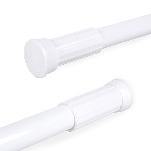 MERCURY TEXTIL- Barra de Aluminio Ajustable y Extensible para Cortinas de ducha, Armarios y Cocina sin taladro ni tornillos de fácil montaje. Barra de tensión telescópica. (Blanco 110-200)