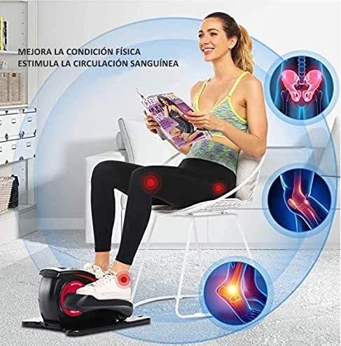 Mini Bike eliptica, pedaleador elíptico, Pantalla LED, 20 Niveles, 5 Funciones, Desk Motion eléctrica, Pedalera elíptica, Gimnasia pasiva o Activa, Correas de Sujeción, Maquina de rehabilitación