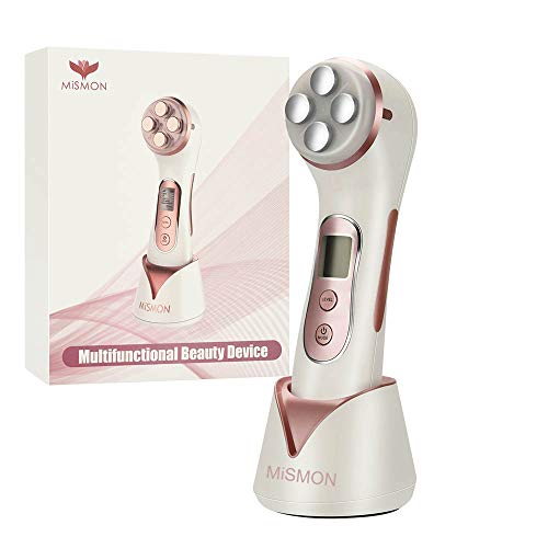 MiSMON Facial Aparato Radiofrecuencia, 5 Modos de Terapia de luz LED, Aparato Facial Ultrasonido, Limpieza Profunda, Antiarrugas, Rejuvenecimiento, Anti-envejecimiento, Anti-acné, Cuidado Facial