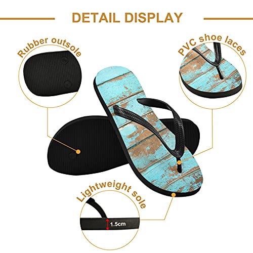 Mnsruu Vintage Azul Madera Chanclas Flip Sandalias Casero Zapatillas Hotel Spa Dormitorio Viaje L para Hombres Mujeres