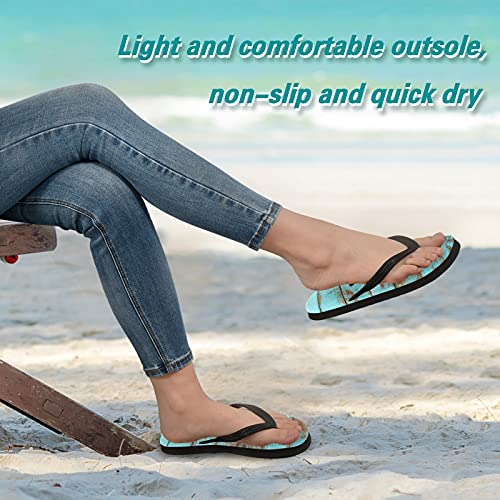 Mnsruu Vintage Azul Madera Chanclas Flip Sandalias Casero Zapatillas Hotel Spa Dormitorio Viaje L para Hombres Mujeres