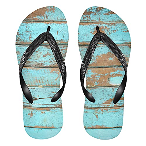 Mnsruu Vintage Azul Madera Chanclas Flip Sandalias Casero Zapatillas Hotel Spa Dormitorio Viaje L para Hombres Mujeres