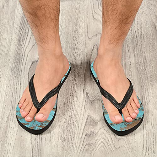 Mnsruu Vintage Azul Madera Chanclas Flip Sandalias Casero Zapatillas Hotel Spa Dormitorio Viaje L para Hombres Mujeres